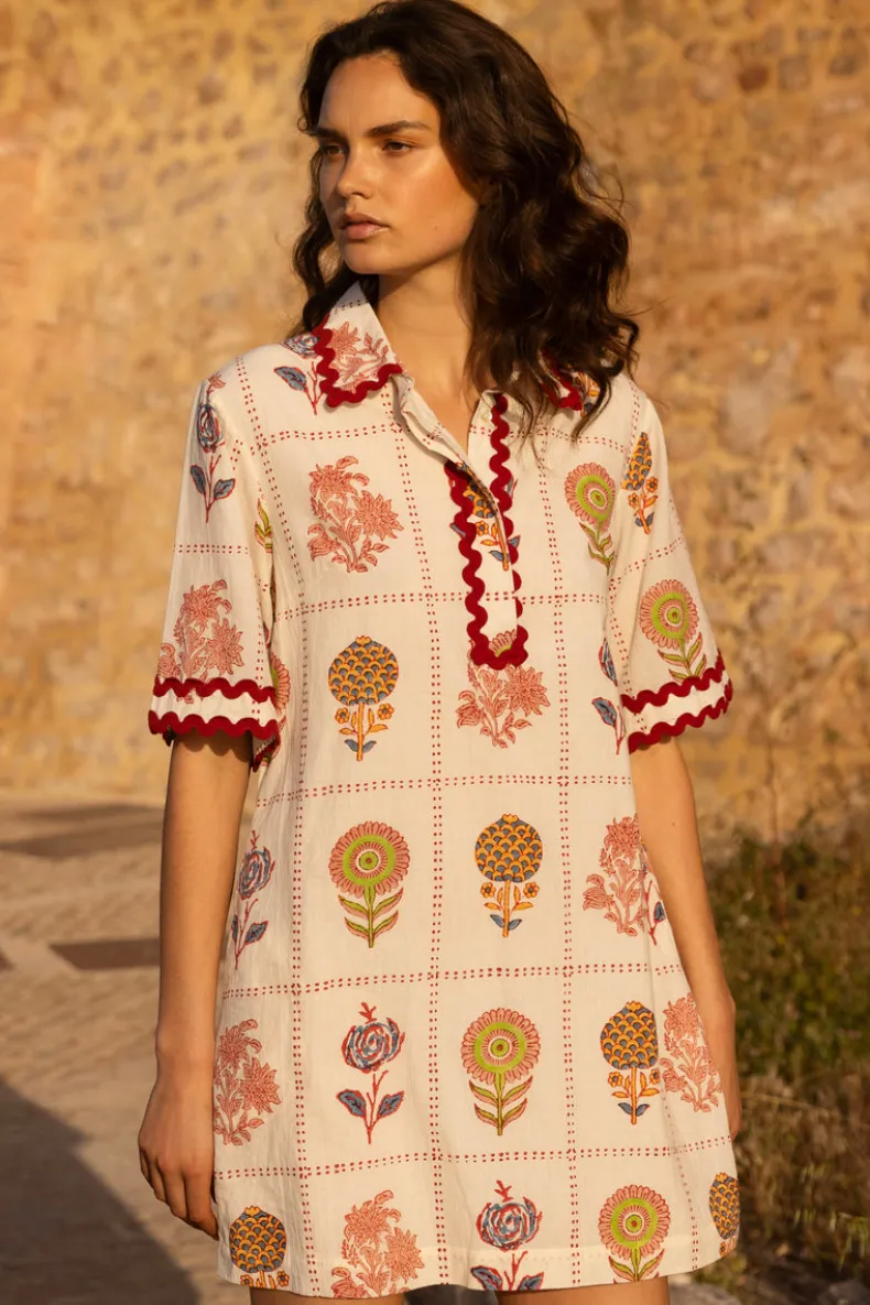 Collared Shirt Dress Mini- Taormina Cream