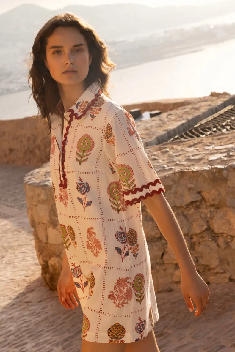 Collared Shirt Dress Mini- Taormina Cream