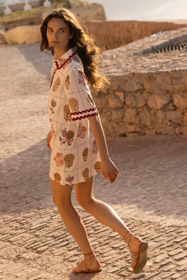 Collared Shirt Dress Mini- Taormina Cream