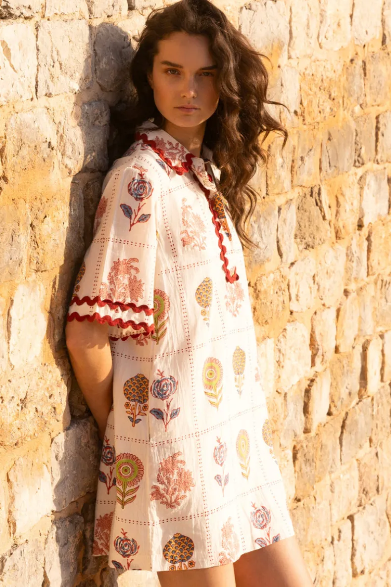 Collared Shirt Dress Mini- Taormina Cream