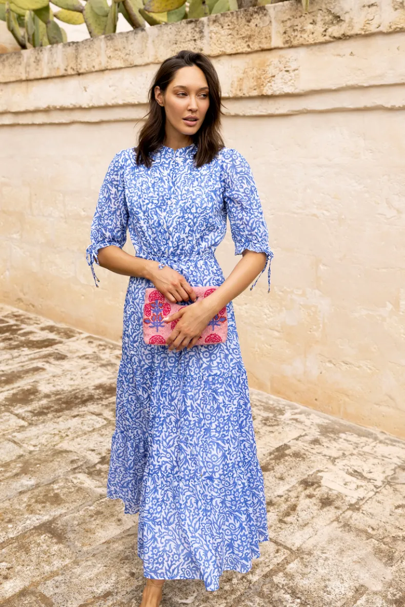 Cinched Pintuck Maxi- Cypress Blue