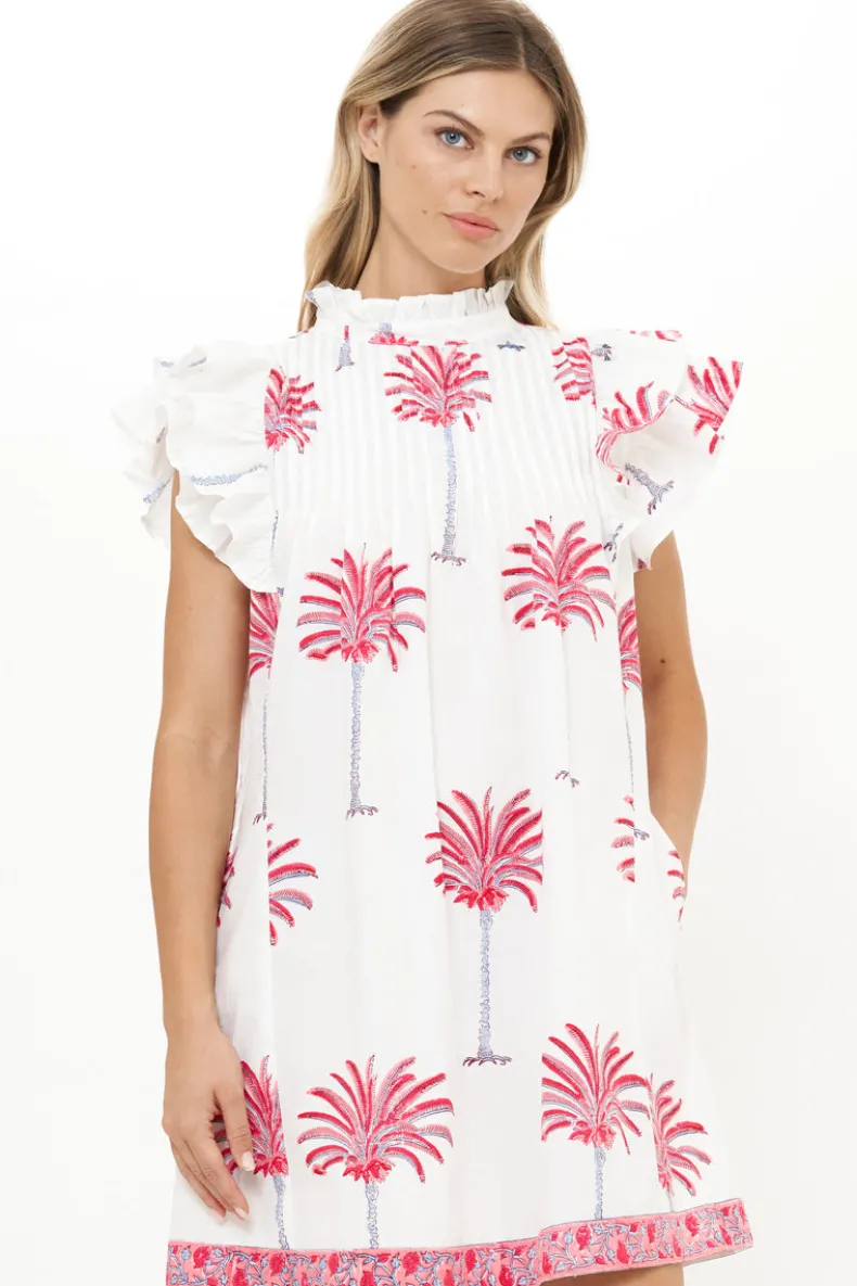 Pintuck Ruffle Mini- Canary Coral