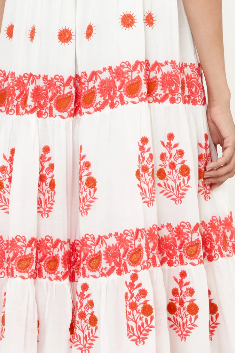 Sleeveless Smocked Maxi- Calistoga Coral
