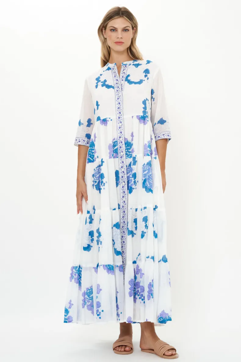 3/4 Button Maxi- Portofino Blue