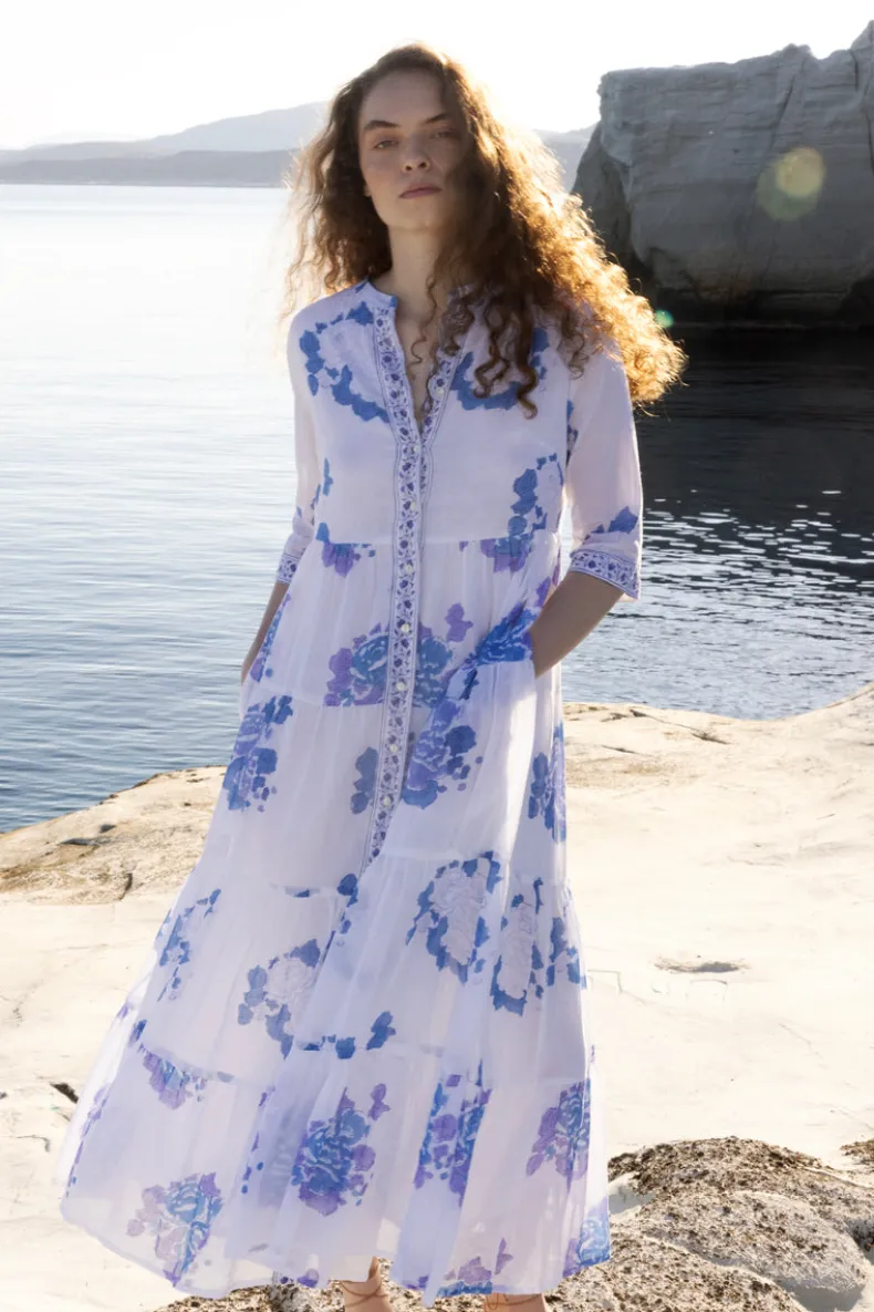 3/4 Button Maxi- Portofino Blue