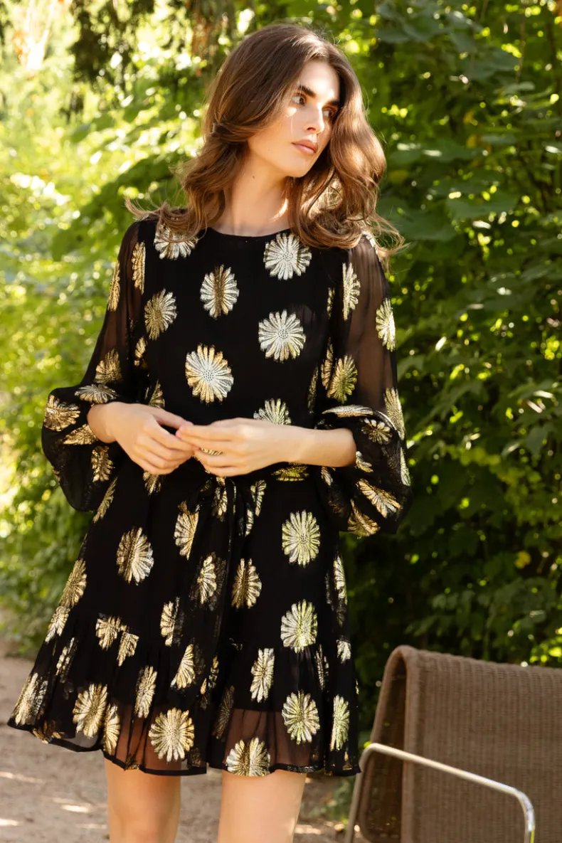 Flirty Short Dress- Peony Black