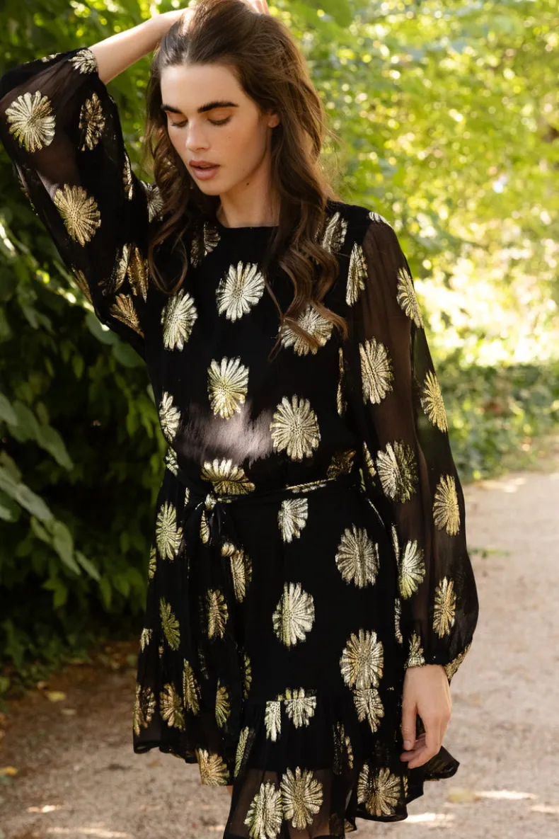 Flirty Short Dress- Peony Black