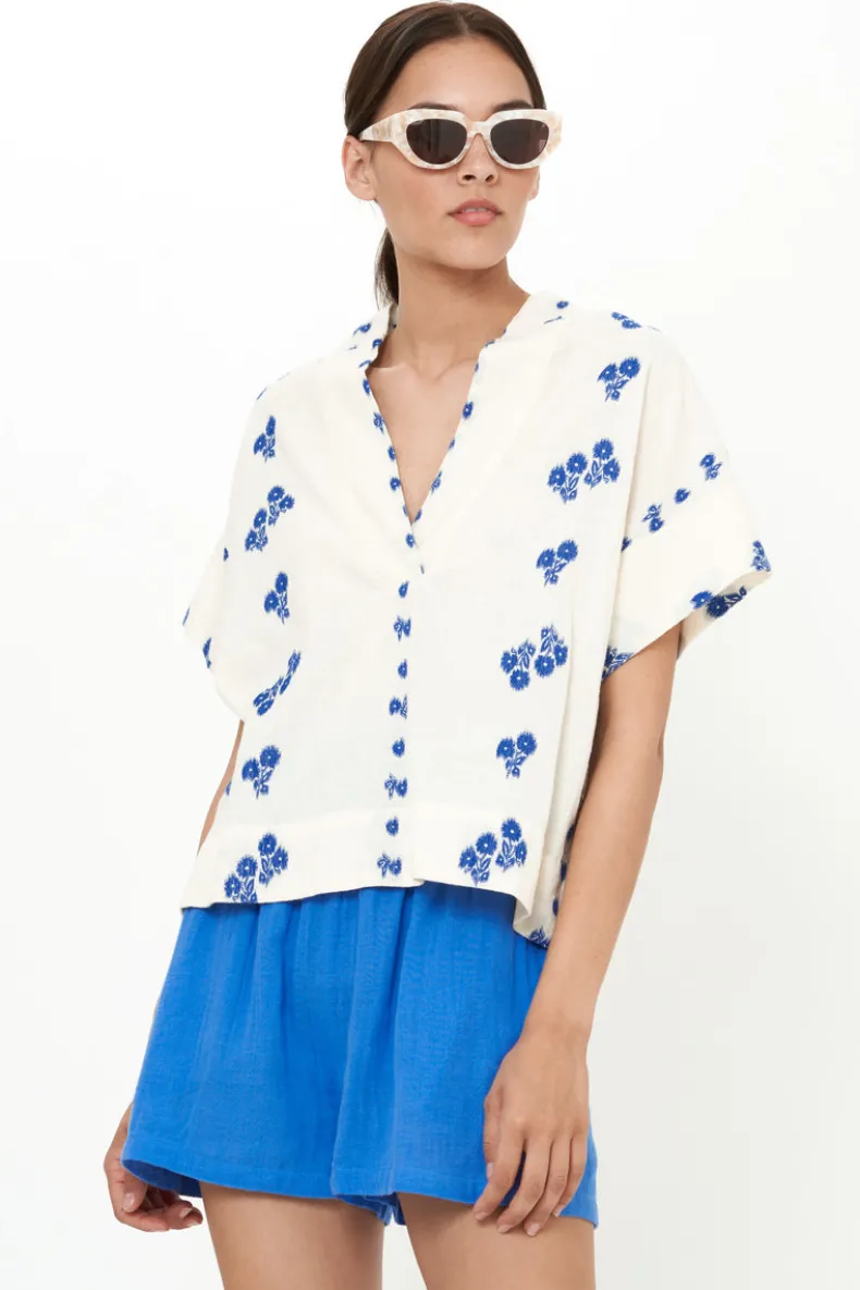 V-Neck Top- Wicklow Blue