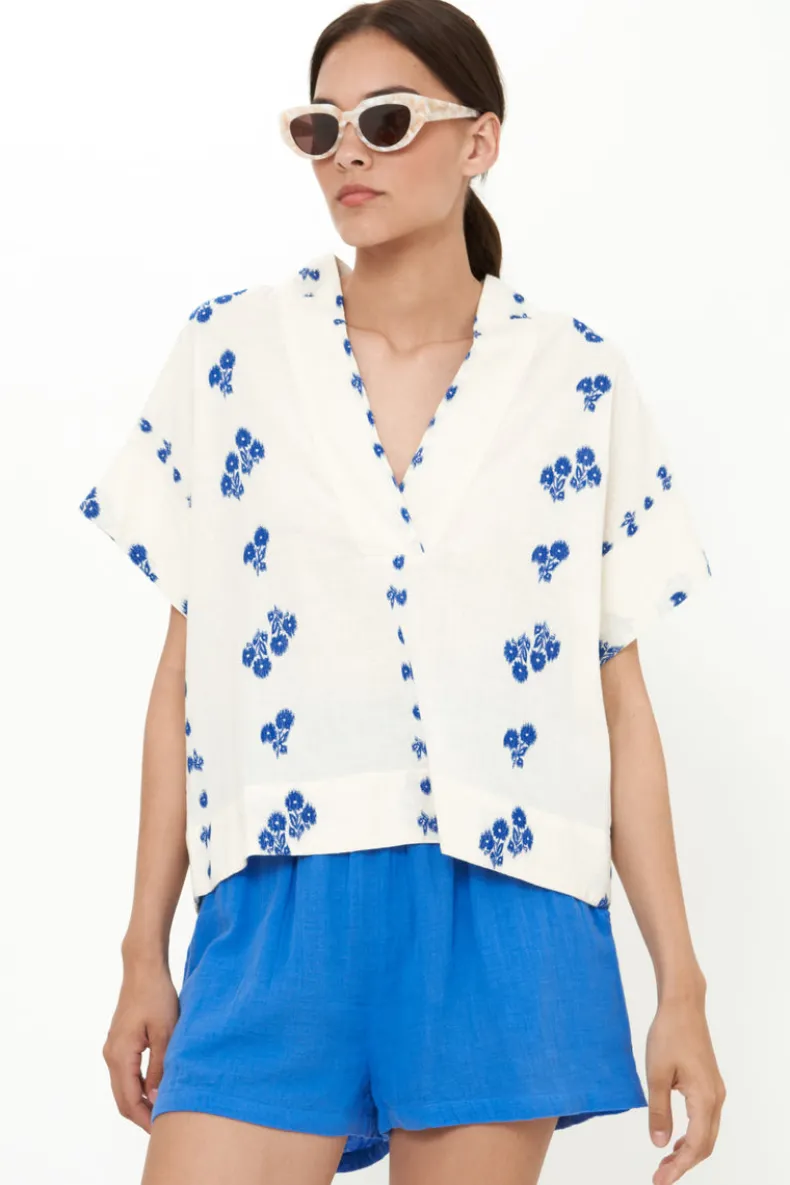 V-Neck Top- Wicklow Blue