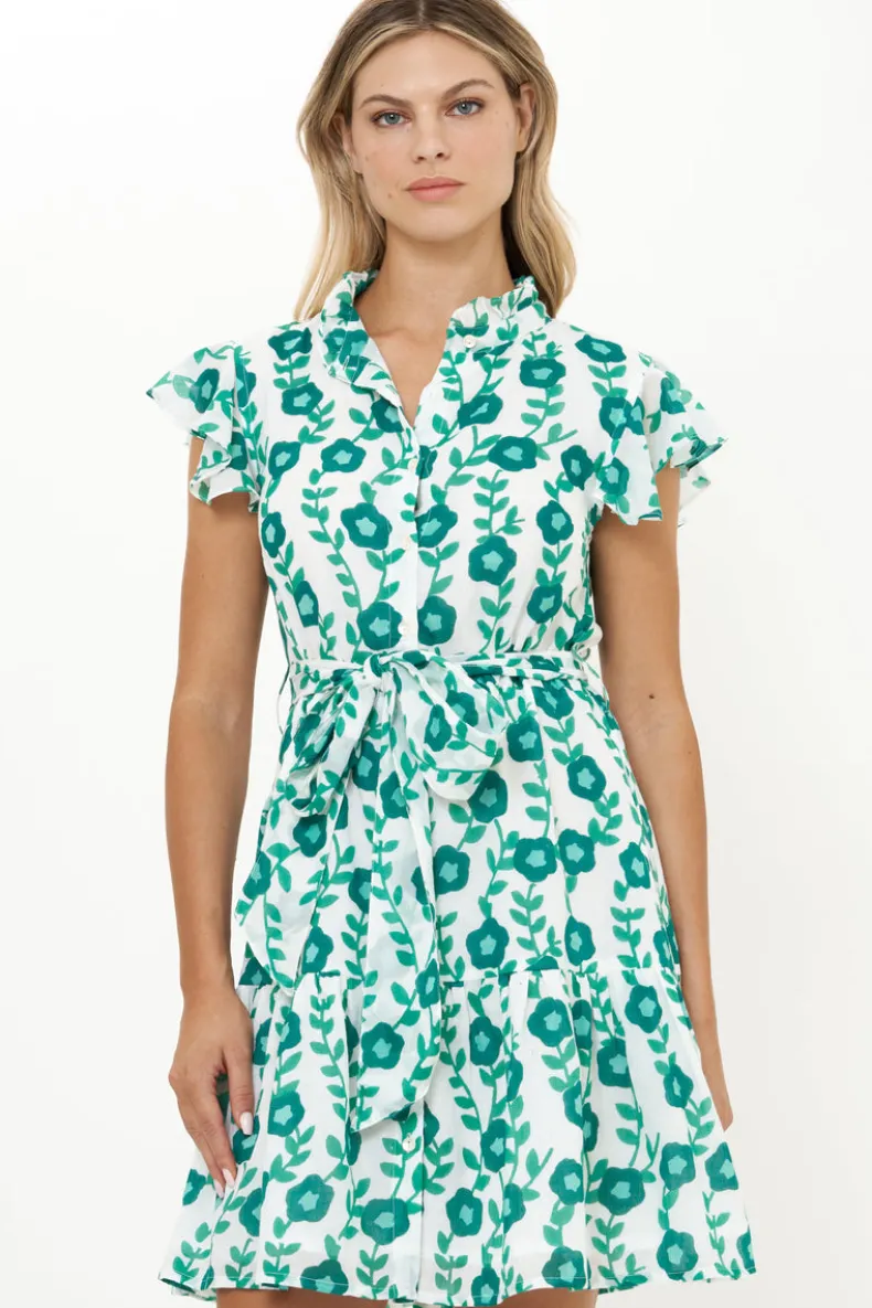 Ruffle Collar Button Mini- Toscana Green