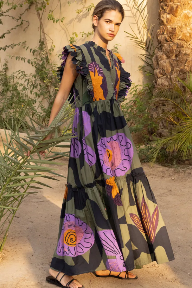 Scallop Pintuck Maxi- Bergen Olive