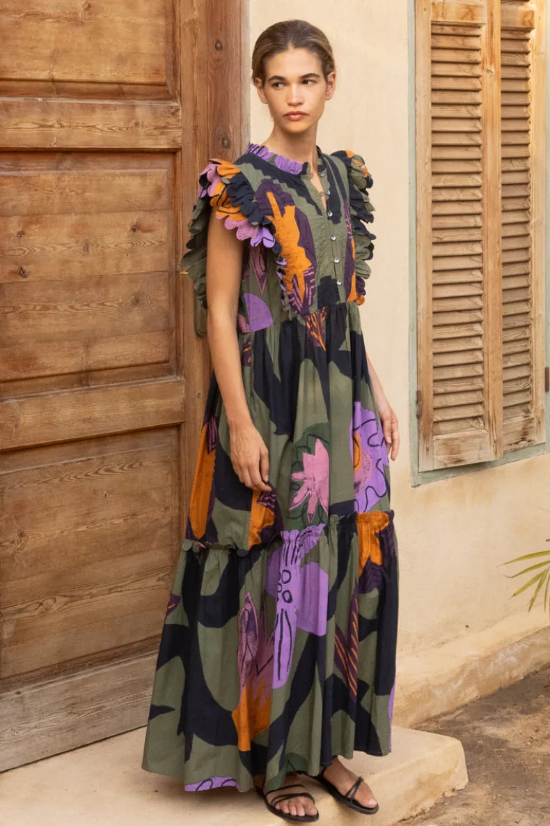 Scallop Pintuck Maxi- Bergen Olive