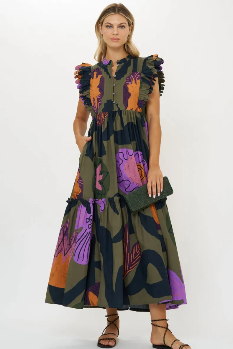 Scallop Pintuck Maxi- Bergen Olive