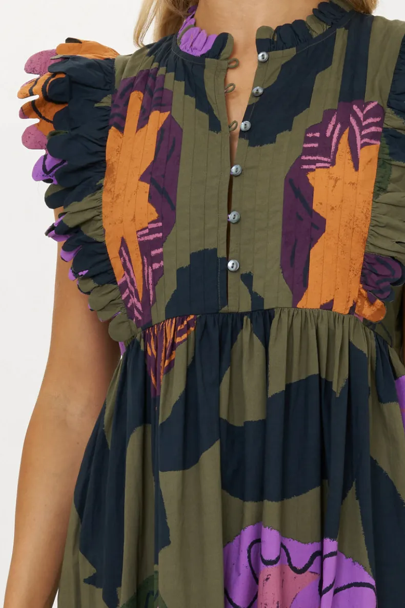 Scallop Pintuck Maxi- Bergen Olive