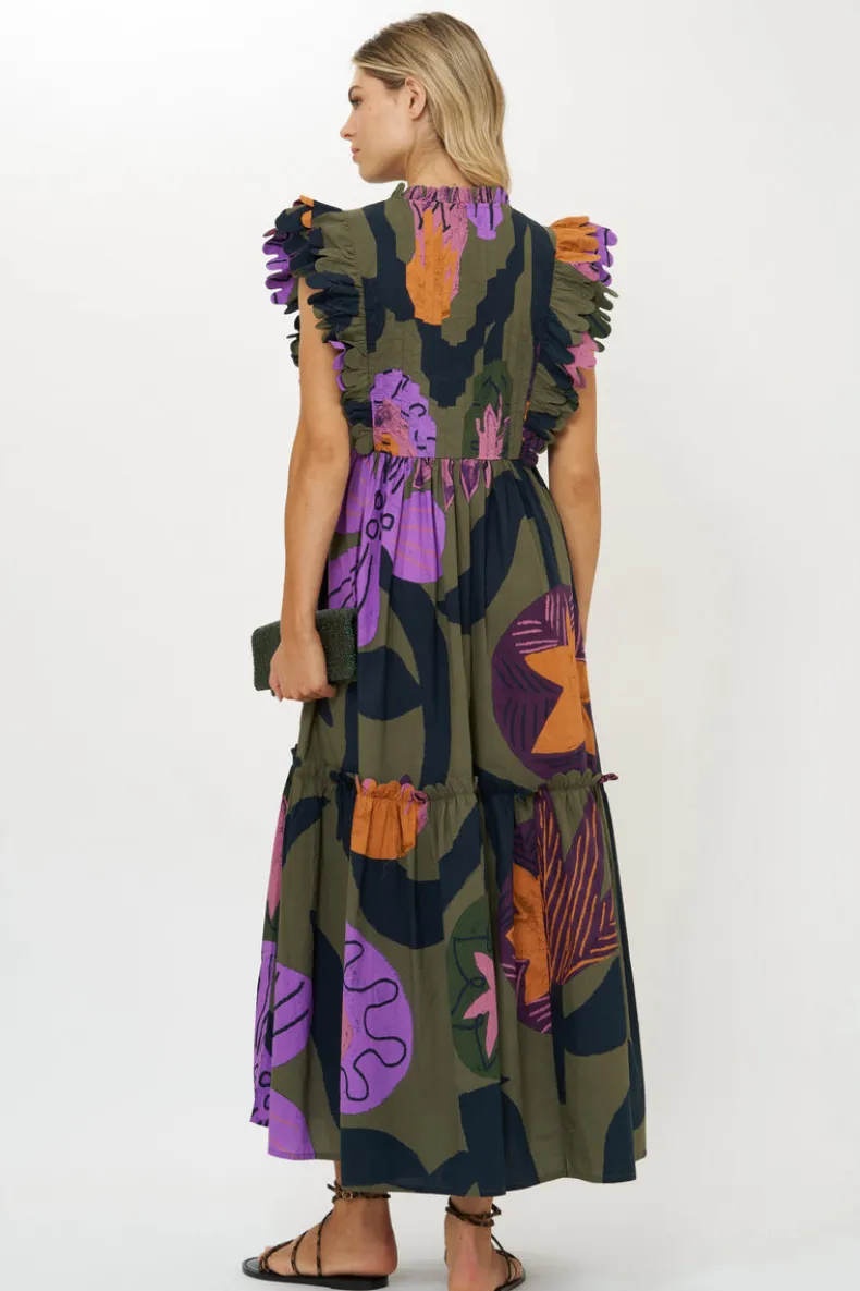 Scallop Pintuck Maxi- Bergen Olive