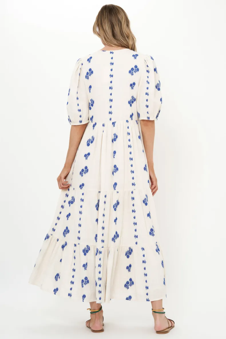 Puff Sleeve Maxi- Wicklow Blue