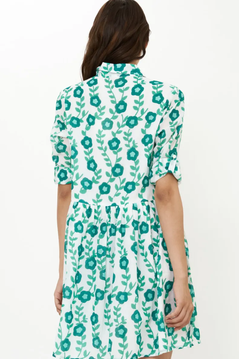 Long Sleeve Shirt Dress Mini- Toscana Green