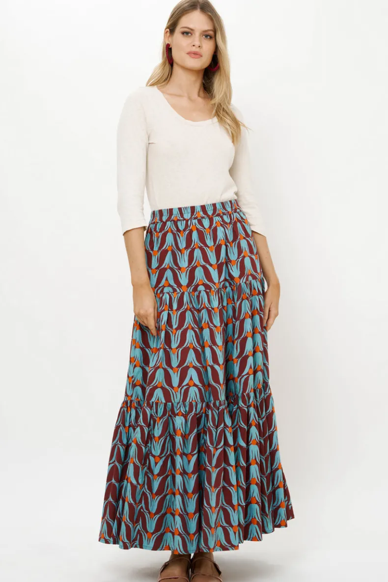Tiered Maxi Skirt- Tulip Orange