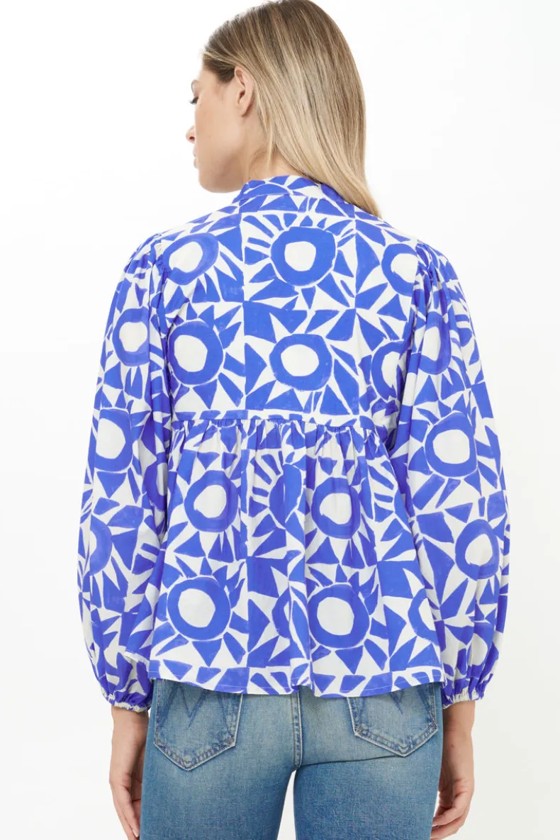 Mandarin Balloon Top- Eclipse Blue