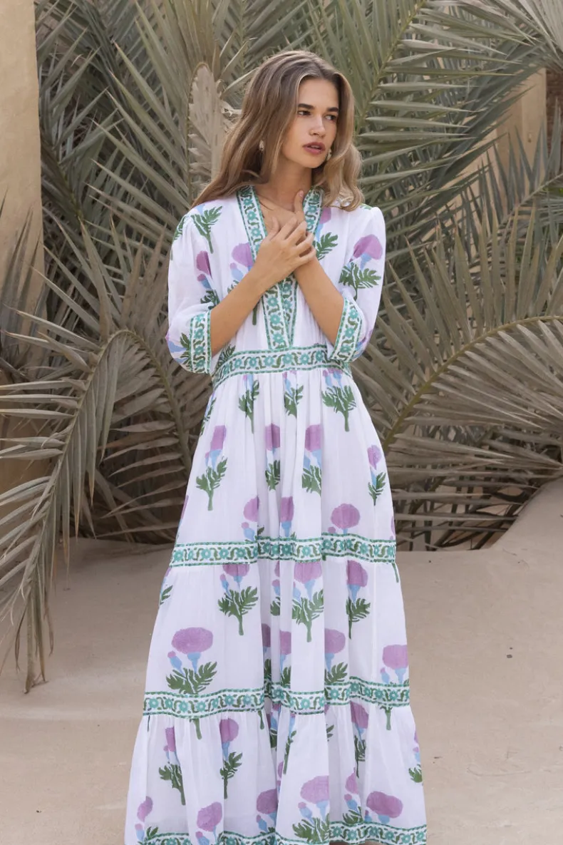 V-Neck Cuffed Maxi- Bloom Lilac