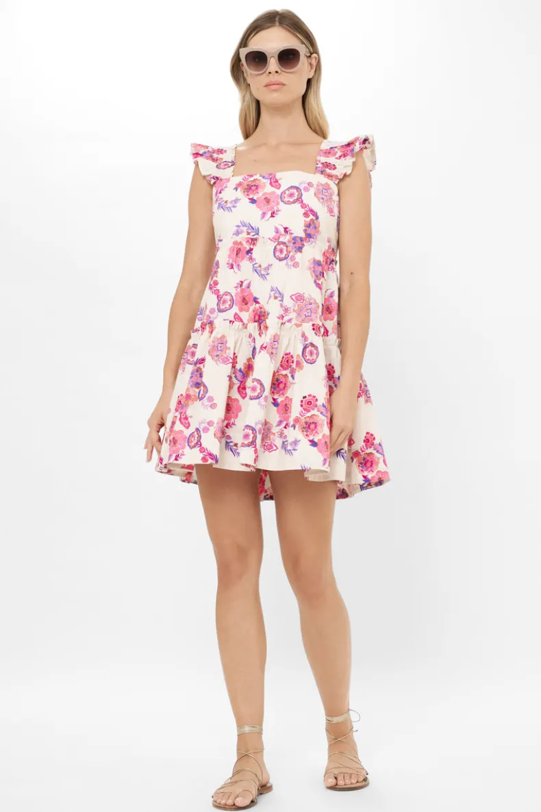 Smocked Square Neck Mini- Pretoria Pink