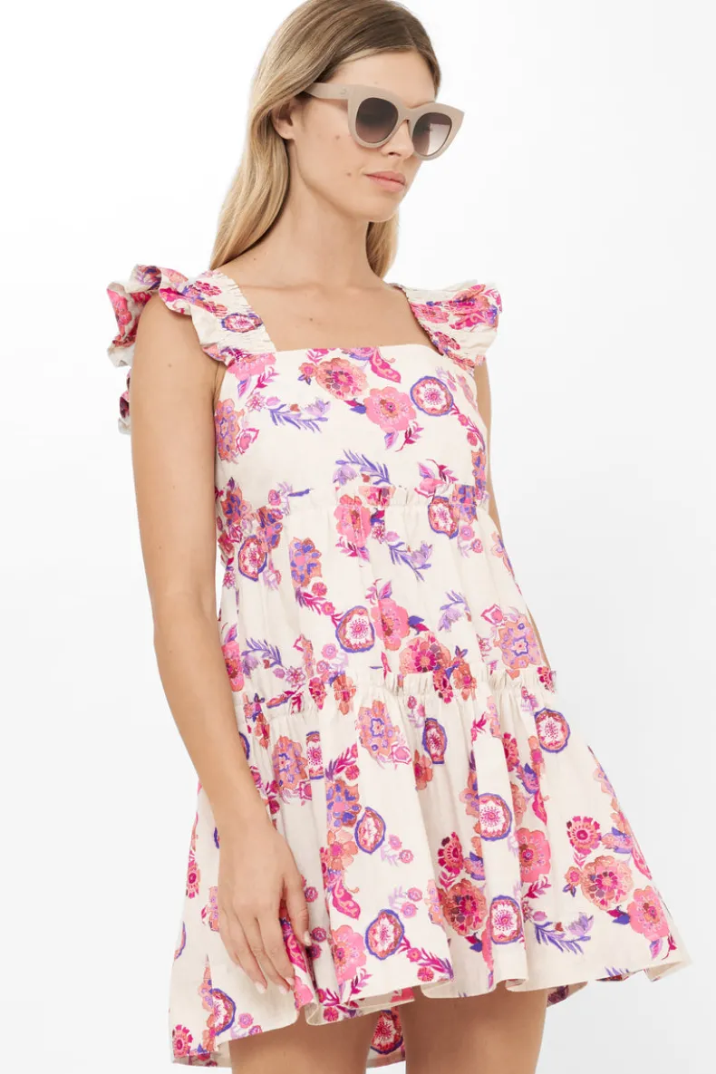 Smocked Square Neck Mini- Pretoria Pink