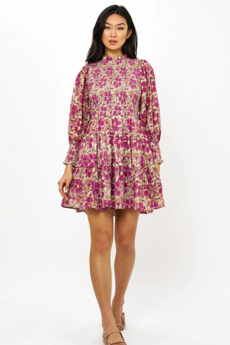 Smocked Flirty 3/4 Sleeve- Matera Pink