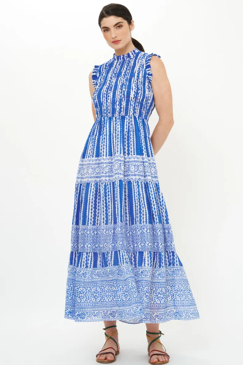Sleeveless Smocked Maxi- Ziggy Blue