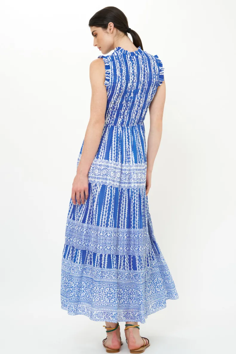 Sleeveless Smocked Maxi- Ziggy Blue