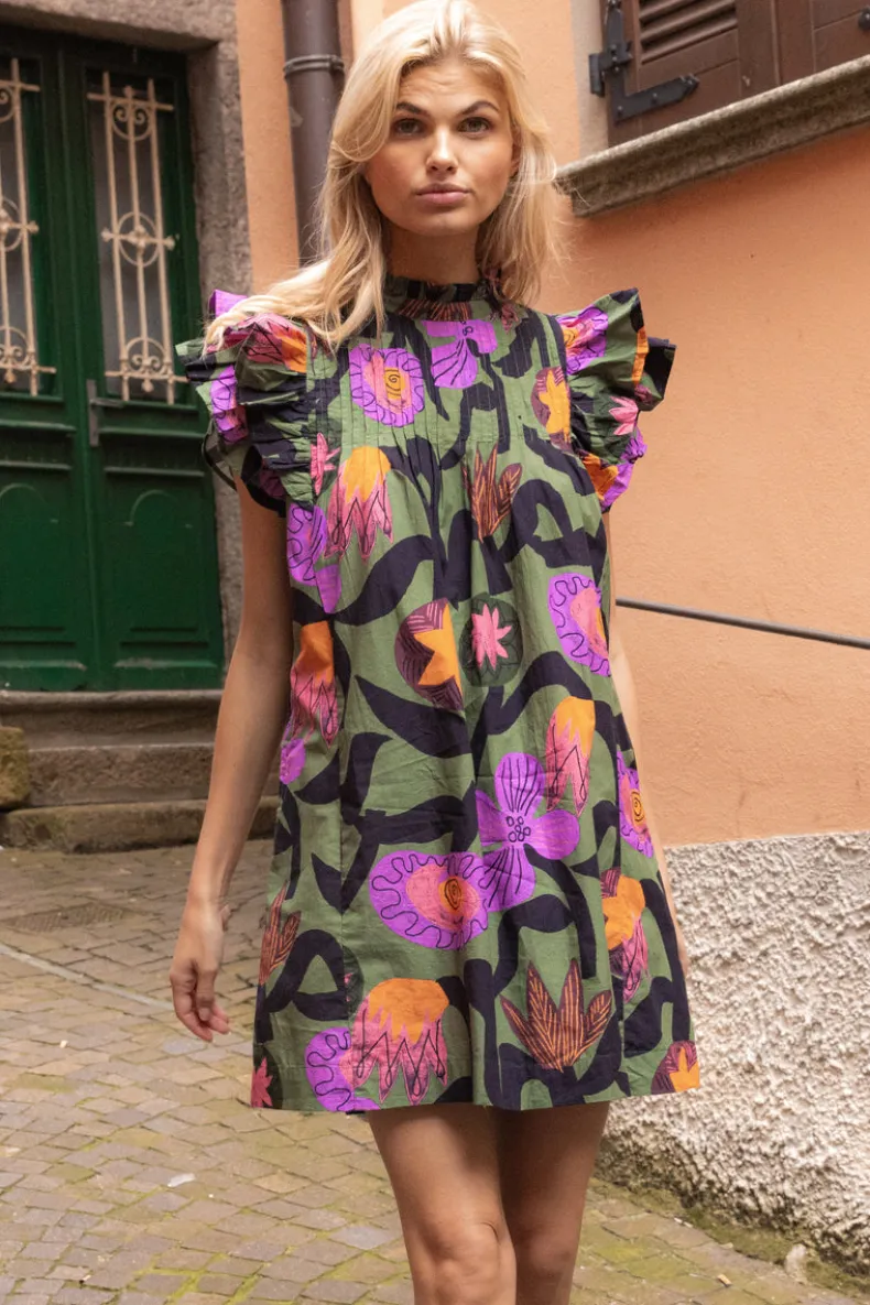 Pintuck Ruffle Mini- Bergen Olive