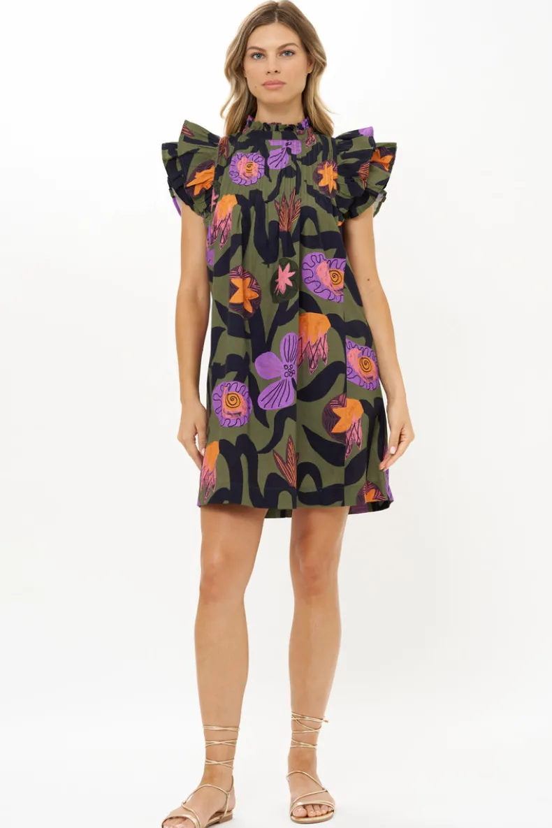 Pintuck Ruffle Mini- Bergen Olive