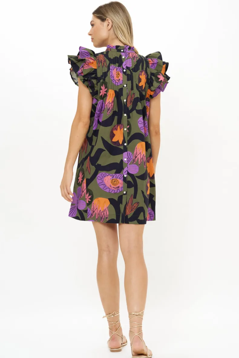 Pintuck Ruffle Mini- Bergen Olive