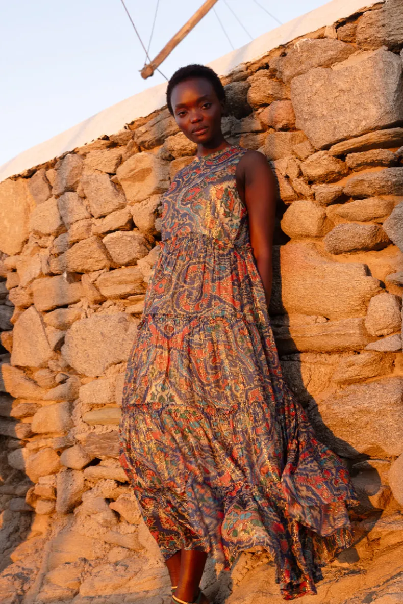 Ruffle Tiered Maxi- Persia Cobalt