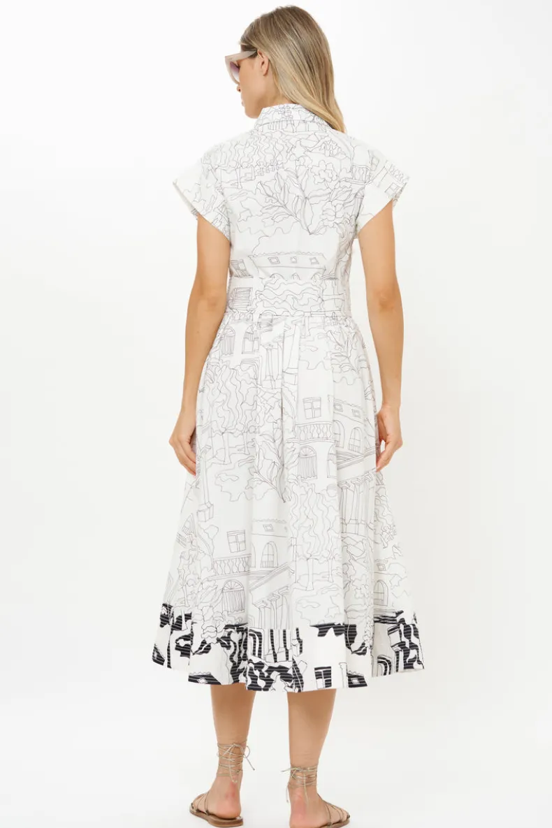 Belted Shirt Dress- Roma White