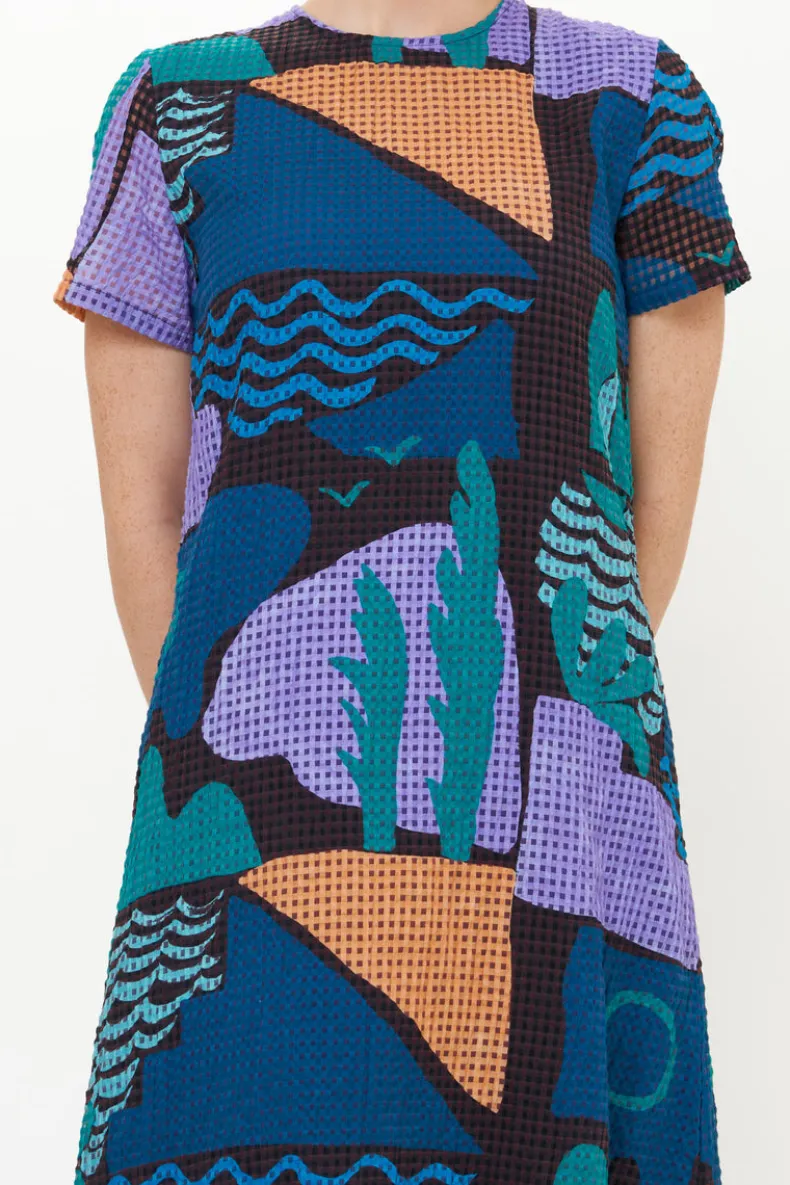 Short Sleeve Shift Maxi- Riviera Blue