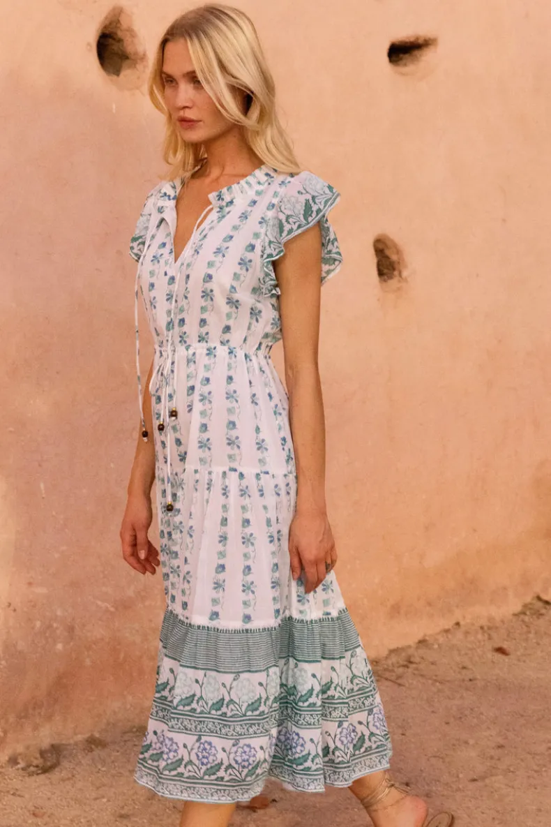 Cinched Flirty Midi- Boreggo Green