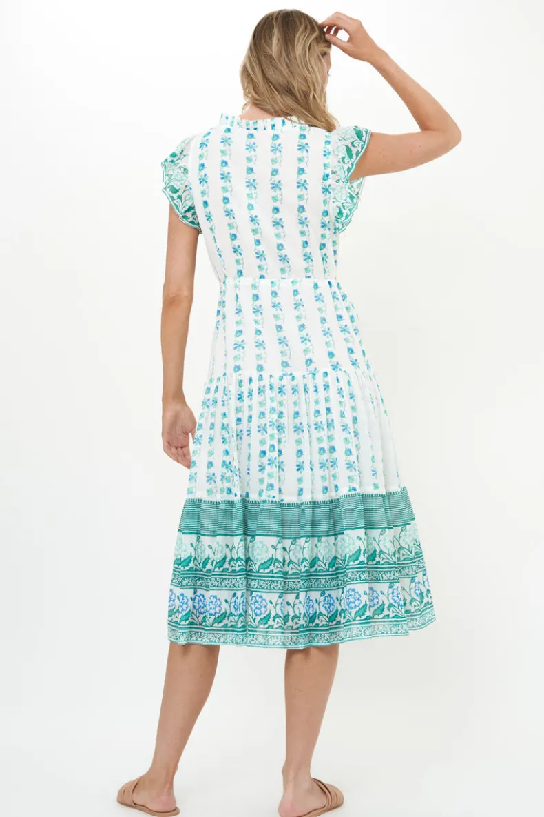 Cinched Flirty Midi- Boreggo Green