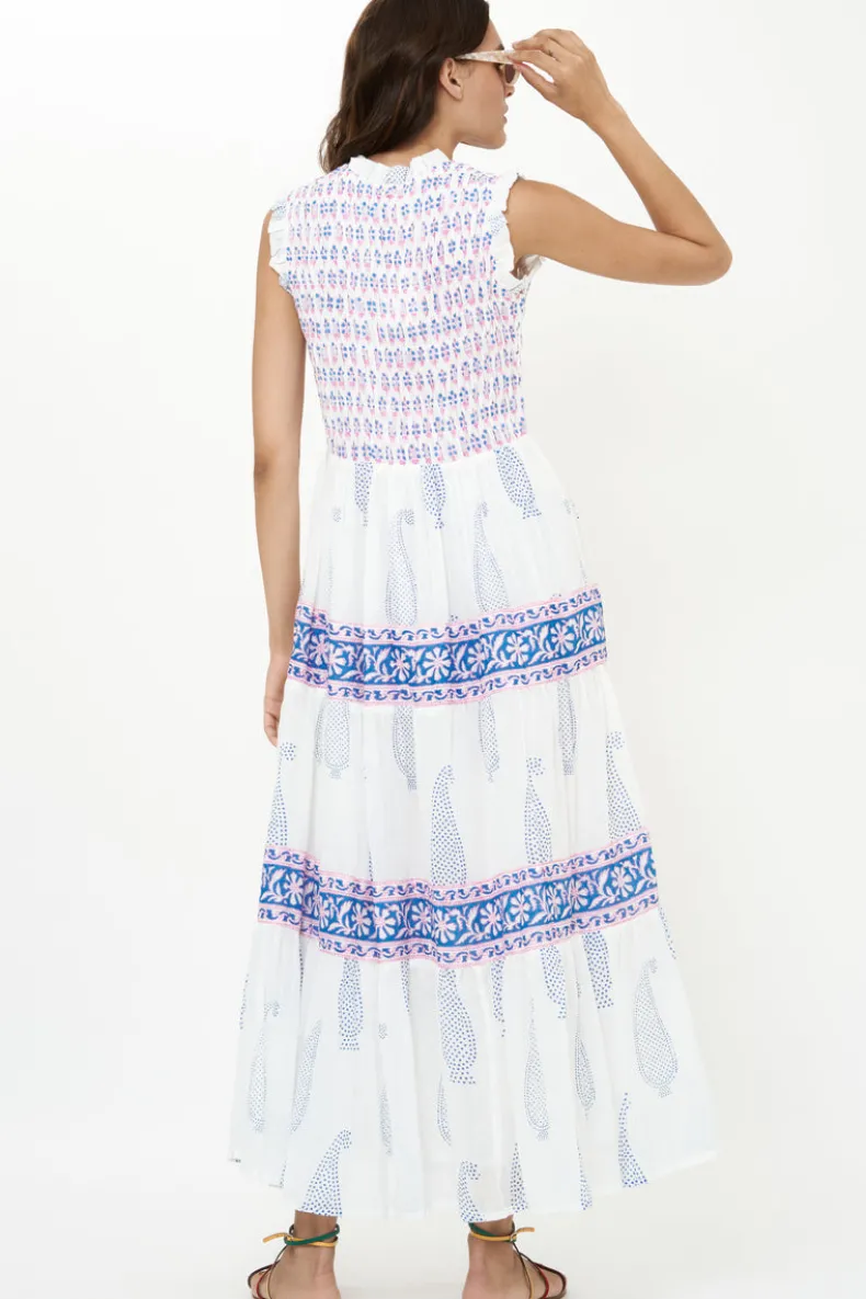 Sleeveless Smocked Maxi- Aptos Blue