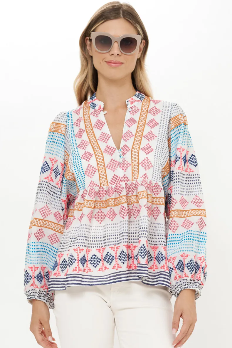 Mandarin Balloon Top- Casablanca Multi