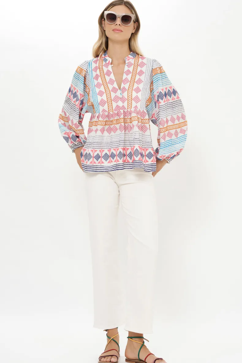 Mandarin Balloon Top- Casablanca Multi