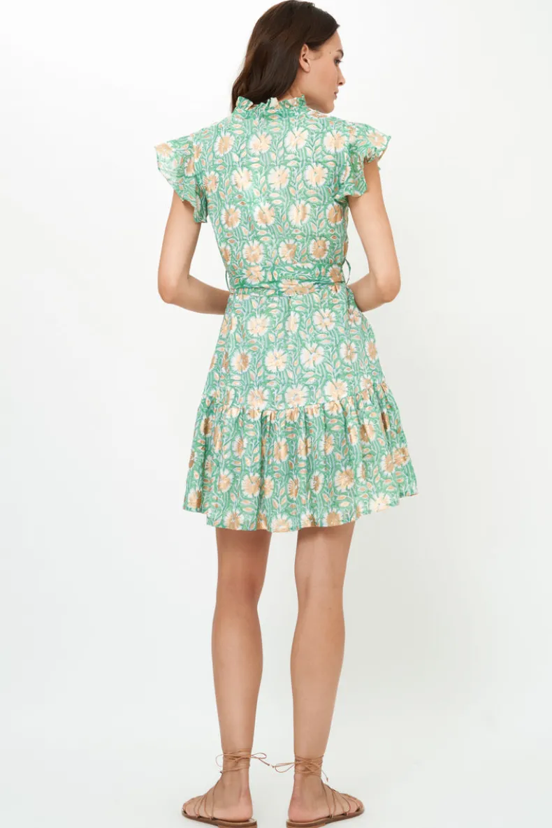 Ruffle Collar Button Mini- Mughal Green