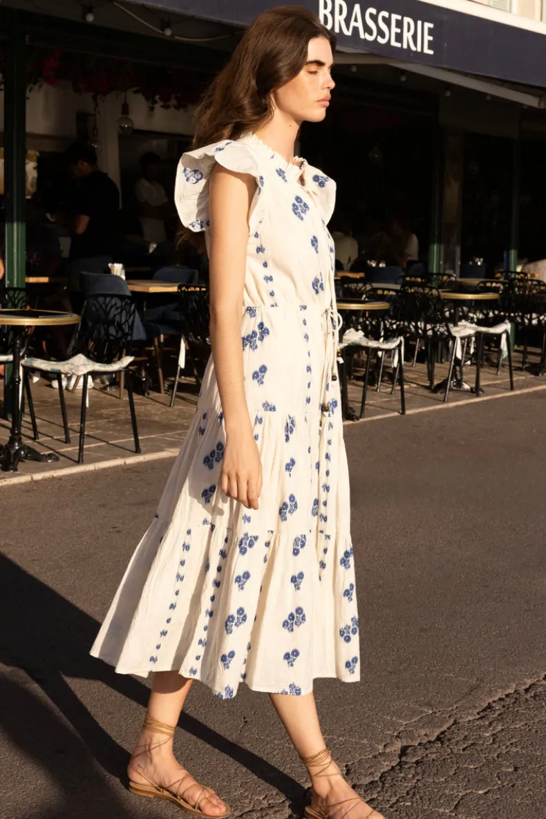 Cinched Flirty Midi- Wicklow Blue