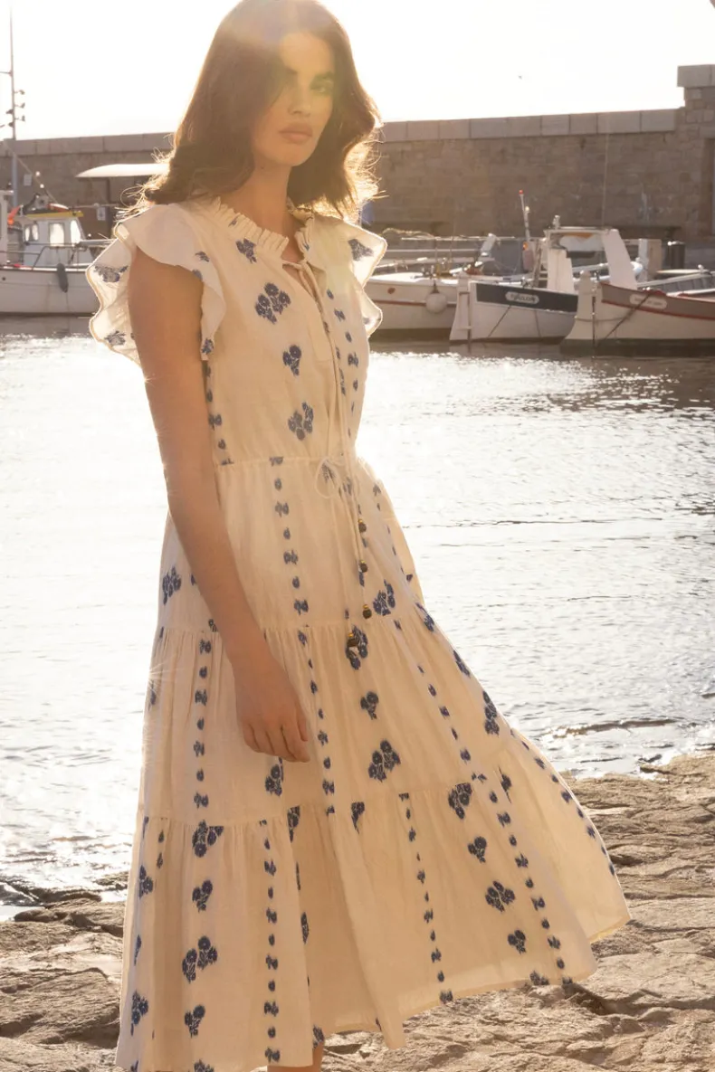 Cinched Flirty Midi- Wicklow Blue