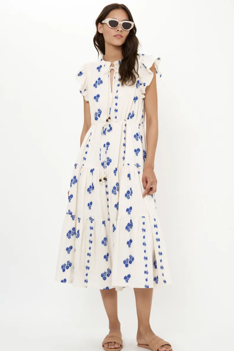 Cinched Flirty Midi- Wicklow Blue