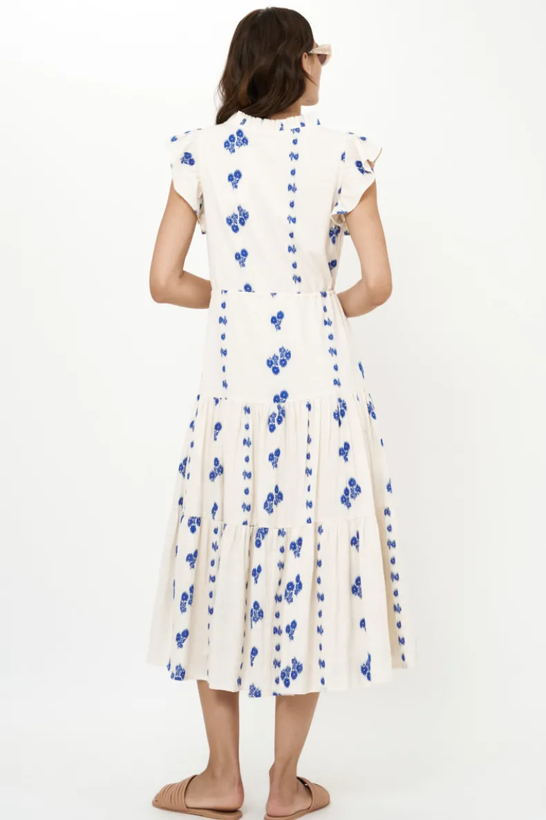 Cinched Flirty Midi- Wicklow Blue