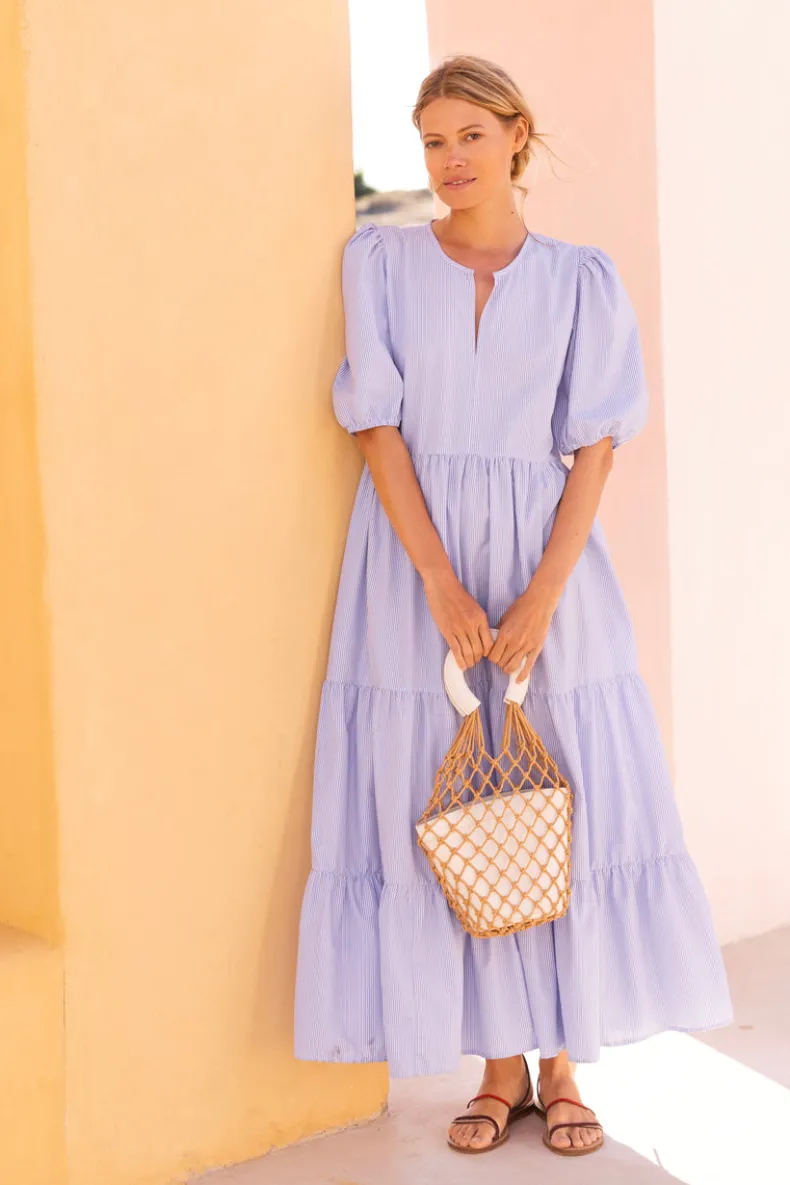 Puff Sleeve Maxi- Chatham Blue