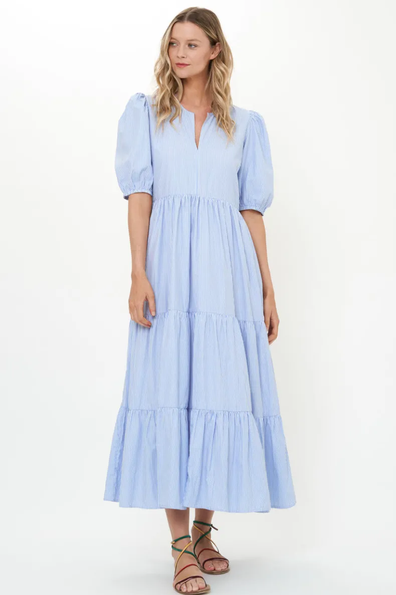 Puff Sleeve Maxi- Chatham Blue
