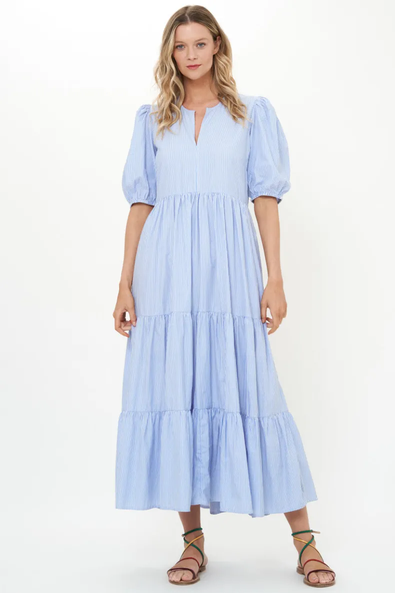 Puff Sleeve Maxi- Chatham Blue