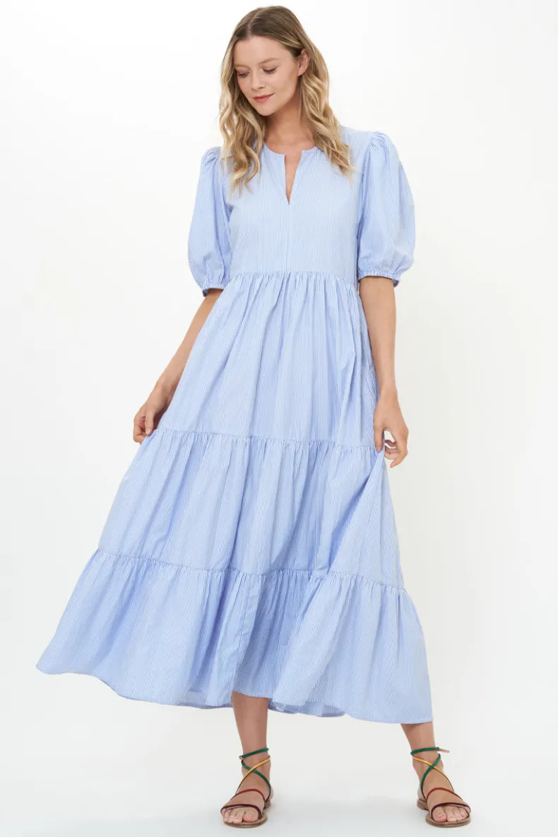Puff Sleeve Maxi- Chatham Blue