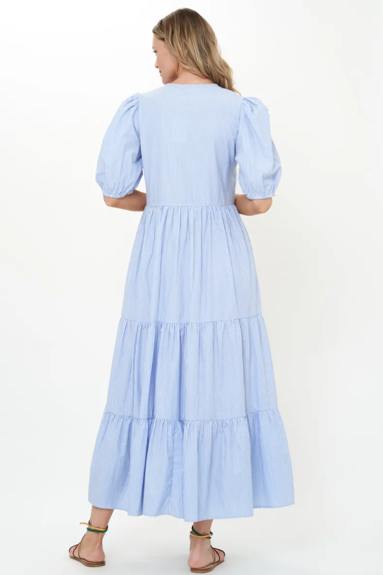 Puff Sleeve Maxi- Chatham Blue